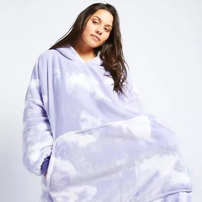Buy 💜Original🤍 OODIE Purple White Tie Dye Clouds Hooded Blanket Hoodie Ladies Mens • 39.99£
