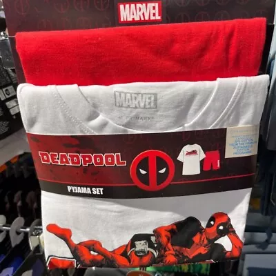 Buy Deadpool Marvel Pyjama Set Short Sleeve White PJ Mens Shorts Primark • 19.99£