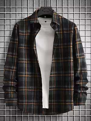 Buy Manfinity Men Plaid Shirt Stretch Flannel Lumberjack Long Sleeve Casual Work • 15.99£