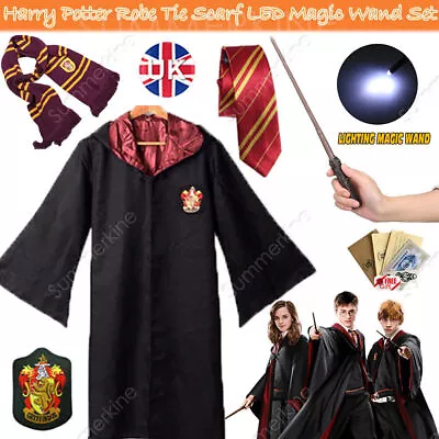 Buy World Book Day Costume Harry Potter Gryffindor Robe Cloak Tie Magic Wand Scarf • 7.83£