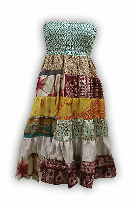 Buy Silk Saree Long Maxi Dress Boho Hippie Clothes Beach Summer Gypsy Skirts Women • 23.27£