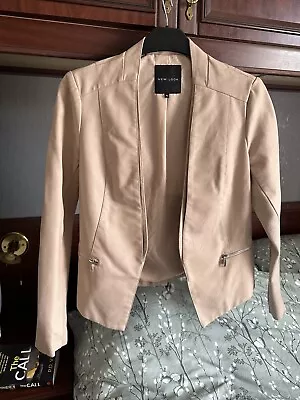 Buy Ladies NEW LOOK Blush Pink Faux Leather Jacket Size 12 • 3.99£