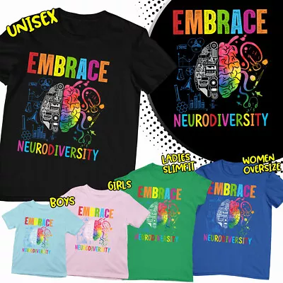 Buy Embrace Neurodiversity Autism Awareness Mens Boys Girls T-Shirts Tee Top-AD • 9.99£