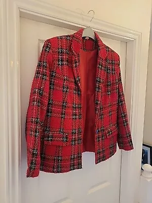 Buy Red Wollen Tartan Jacket By House Of Fraser. Size 16 • 10.99£