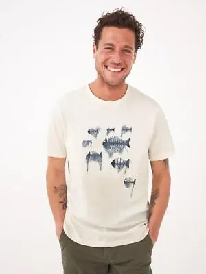 Buy White Stuff Men's T-Shirt Ghost Net Graphic Print Crew Neck Tee Short Sleeve Top • 16£