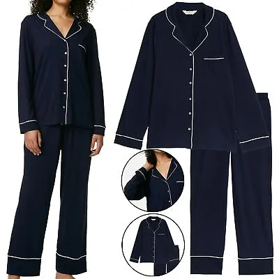 Buy M&S Womens Ladies Cool Comfort Pyjama Set Button Top Bottom Cotton Modal Nightie • 13.99£