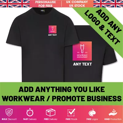 Buy Personalised Custom Printed Classic T-Shirt Your Text Logo Unisex Workwear. • 12.50£