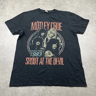 Buy Motley Crue 1983 World Tour T-shirt Gildan Black L • 20£