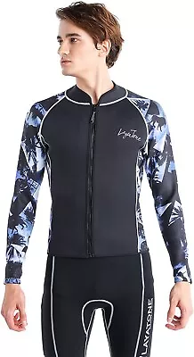 Buy Wetsuit Tops Men/Women 3mm Neoprene Jacket Surfing Canoeing Diving - Small, Blue • 29.99£