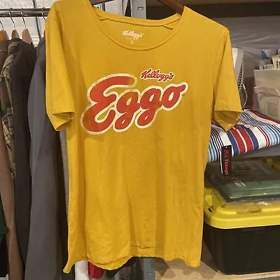 Buy Kelloggs Eggo T Shirt Womens Small Yellow Burnout Short Sleeve Tee Waffles • 9.65£