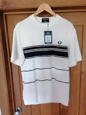 Buy Fred Perry Mens Reissues Snow White Towelling Crew  T-shirt. Bnwt. Large • 50£