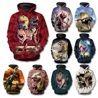Buy Unisex 3D Jurassic World Dinosaur Hoodies Sweatshirt Top Pullover Jumper Coat UK • 17.99£