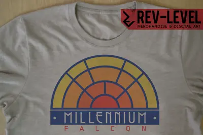 Buy Star Wars Retro Millennium Falcon Poster T-Shirt - Old School Disco Tee • 16.49£