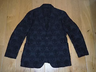 Buy £2800 Alexander Mcqueen Jacquard Skull Wool Silk Blazer Jacket Black 54 L Xl • 399.99£