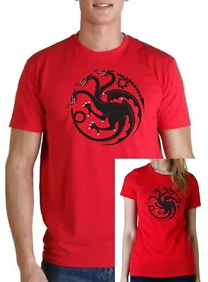 Buy Game Of Throne Inspired Targaryen House Of Dragon Blackfyre Red Printed T-shirt • 24.99£