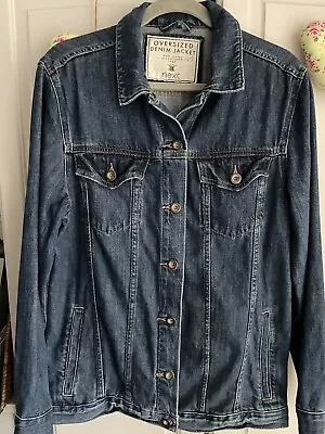 Buy Ladies NEXT Blue Oversized Denim Jacket Size UK 12 VGC !!! • 9.99£