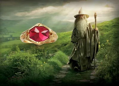 Buy Gandalf Ring The Lord Of The Rings LOTR Narya Fire Red Cosplay Jewelry Gift • 24.83£