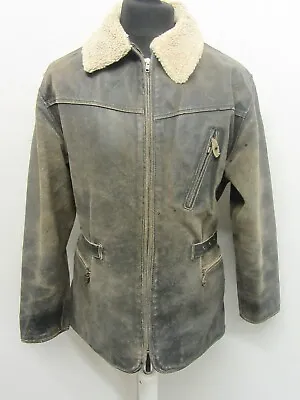 Buy Vintage 80's Heavy Leather Motorcycle Flying Jacket Size M Rock N Blue • 79£