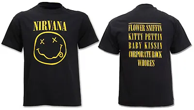 Buy Nirvana T Shirt Happy Face Smile Flower Sniffin Official Merch Kurt Cobain • 14.90£
