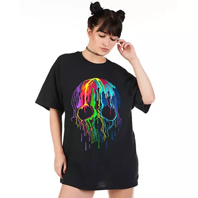 Buy Melting Skull Biker Motorcycle Gothic Oversized Women T Shirts Top#A71#OR#P1 • 13.49£