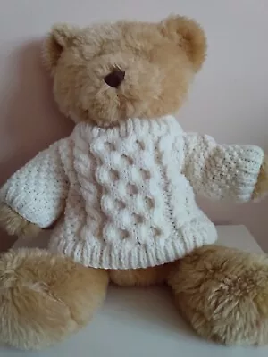 Buy Hand Knitted Teddy Bear Jumper Cable Design For 16  Bear • 7.99£