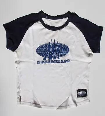 Buy Vintage SUPERGRASS Baby Tee Cotton White Blue Music Band Fan T Shirt Small Size • 111.12£