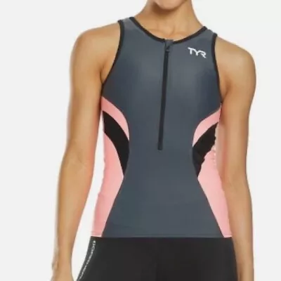 Buy TYR Women's Competitor Tri Tank Top GRAY/CORAL NWT $60 • 23.67£