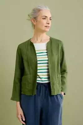 Buy Seasalt Women's Jacket - Green Country House Linen Jacket - Petite - Spring Gras • 45£