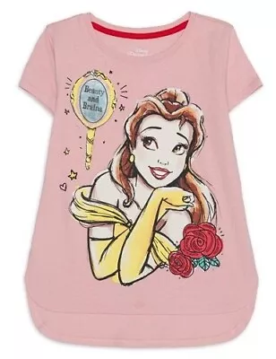 Buy Disney~ NEW♈Girl's Printed/w/mirror SS Tee Princess Size L~Pink Belle • 3.97£