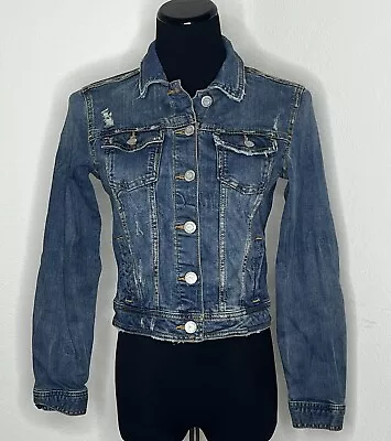 Buy Aeropostale Junior Women's Small Jean Jacket Medium Wash Distressed Denim • 14.17£