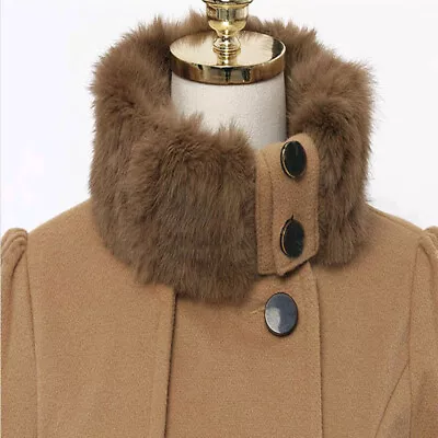 Buy Cozy Women Ladies Fur Collared Winter Long Peacoat Coat Trench Outwear Jacket • 33.83£