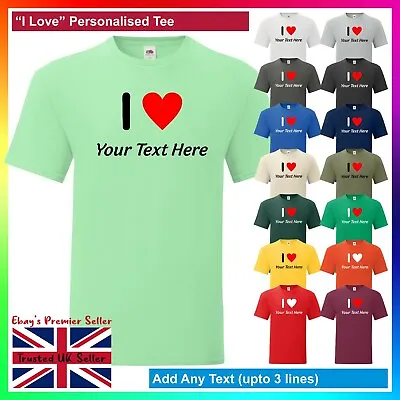 Buy  I Love  (Any Text) Personalised T-Shirt - Heart Custom Valentines Gift Birthday • 8.61£