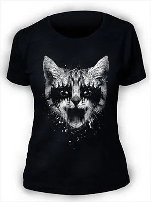 Buy Metal Kitty T-Shirt Womens Ladies Goth Punk Rock Pussy Cat Kitten • 11.95£