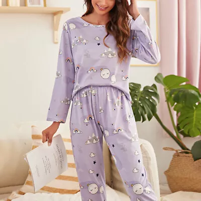 Buy Ladies Lounge Set Cute Long Sleeve Pyjama Sets Casual Sleepwear Home Clothes  • 15.18£