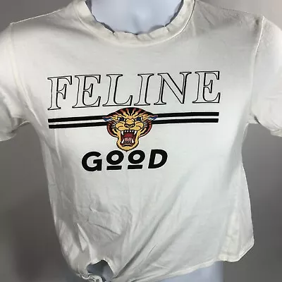 Buy Charlotte Russe USA Made Feline Good Graphic Tee Shirt Small Tie Up Crop Tiger • 10.39£