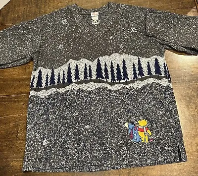 Buy Vintage The Disney Store Winnie The Pooh & Eeyore Winter Themed Sweater Large • 48.26£