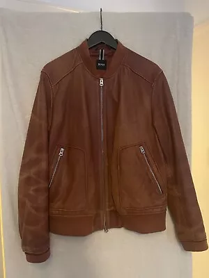 Buy Men’s Hugo Boss Tan Leather Jacket 44R • 30£