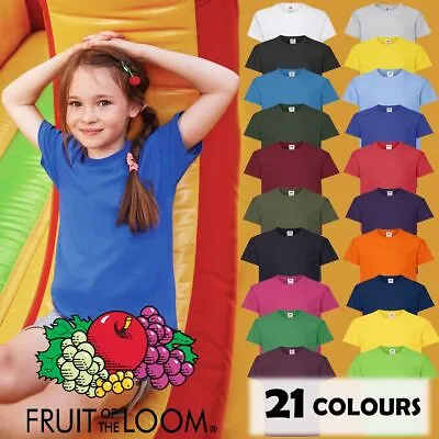 Buy Fruit Of The Loom Children T Shirt Original Plain Boys Girls Kids School T-Shirt • 3.50£
