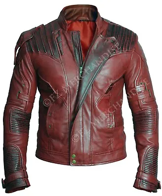 Buy Guardians Of The Galaxy 2 Star Lord Chris Pratt Maroon Real Leather Jacket • 64.99£