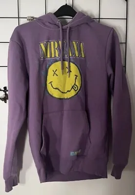 Buy Nirvana Hoodie Smiley Grunge Rock Band Merch Size Small Kurt Cobain Dave Grohl • 17.50£