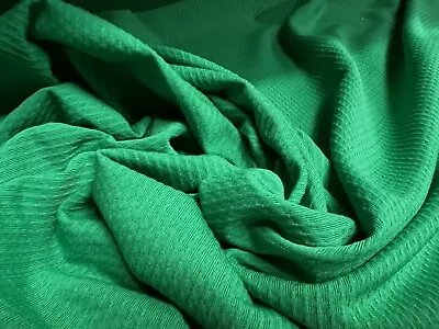 Buy Stretch Spandex Jersey Fabric, Per Metre - Dobby Jacquard - Shamrock Green • 6.99£