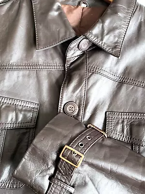 Buy Brown Leather Military Jacket == Large == • 25£