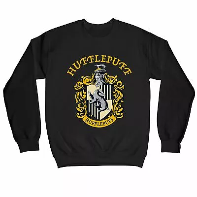 Buy Harry Potter Hufflepuff Logo & Crest Children's Unisex Black Sweatshirt • 20£