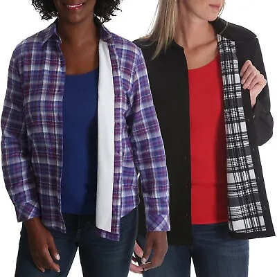 Buy Ladies Casual Flannel Shirts Brushed Cotton Check Long Sleeve Pleated M To 5XL • 9.96£