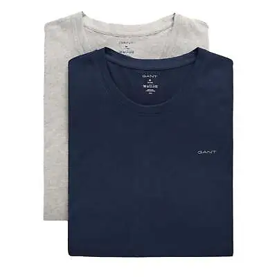 Buy GANT Crew Neck T-Shirt 2 Pack - Light Grey Melange/Navy • 33.95£