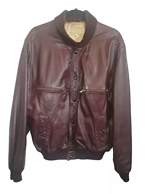 Buy Ian Mankin Cherry Red Leather Bomber Jacket Button Up Men's Large 107cm/42  • 80£