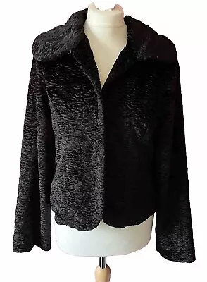 Buy Miss Selfridge Black Faux Fur Fitted Short Jacket Gothic Classic • 3£