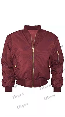 Buy Womens Ladies Bomber Jacket MA1 Vintage Sherpa Zip Polyester Fur Biker Jacket • 7.75£