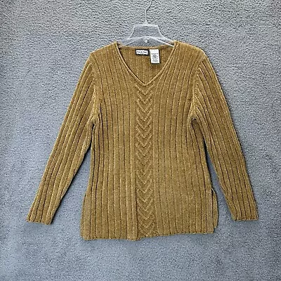 Buy Vintage Sweater Womens 14W 16W Mustard Yellow Chunky Cable Knit Pullover • 26.92£