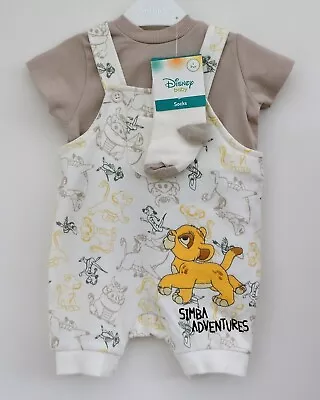 Buy Disney Lion King Dungarees, T-Shirt & Socks Outfit For Baby. Various Ages. BNWT • 13.99£